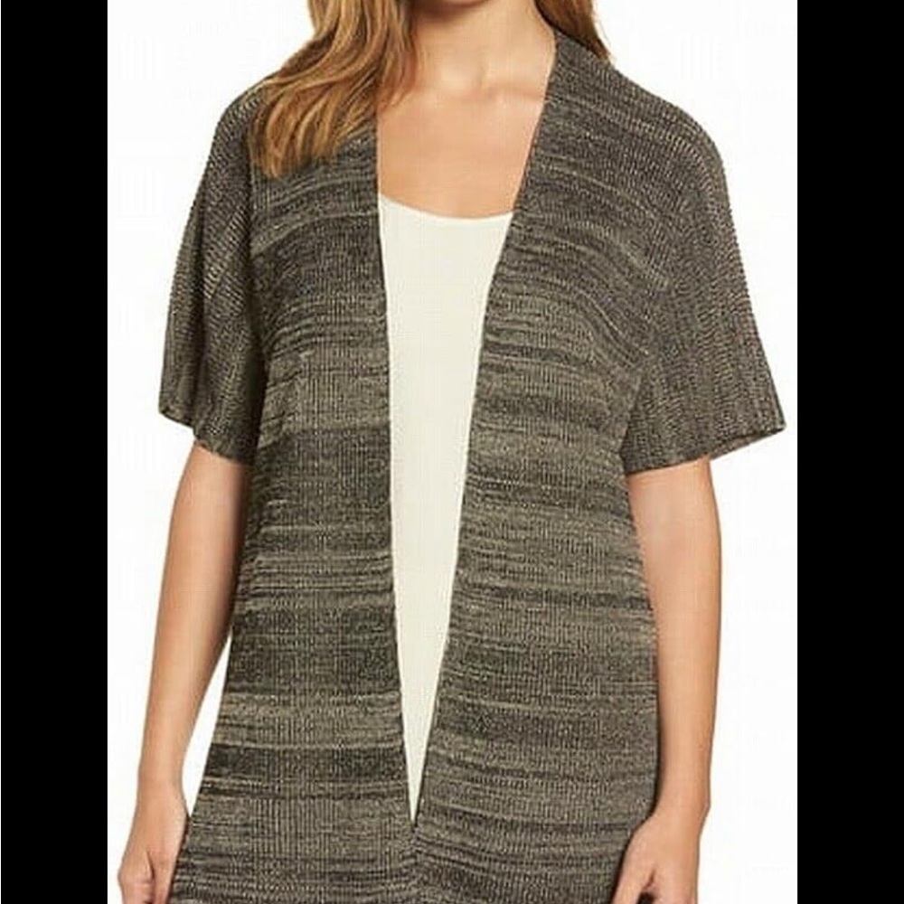 NWT $298 Eileen Fisher XXS-S Beige Grey Knit Tencel Flowy Travel Comfy Kimono